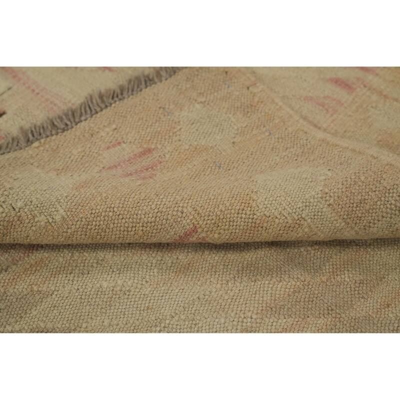 Hand Woven Oriental 100% Wool Carpet Southwestern Tribal Beige & Ivories Kilim Area Rug - 6' 4'' X 3' 11''