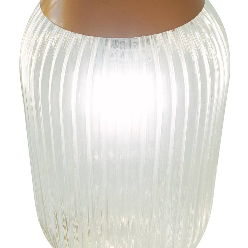 Flora Gold Triple Pendant Light with Ribbed Glass