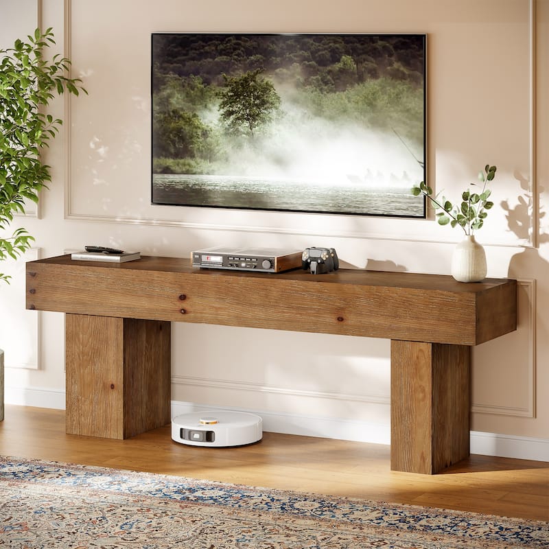 Solid Wood TV Stand for 55/60/65/75 Inch TVs, Entertainment Center Media Console Table for Living Room Bedroom - Walnut