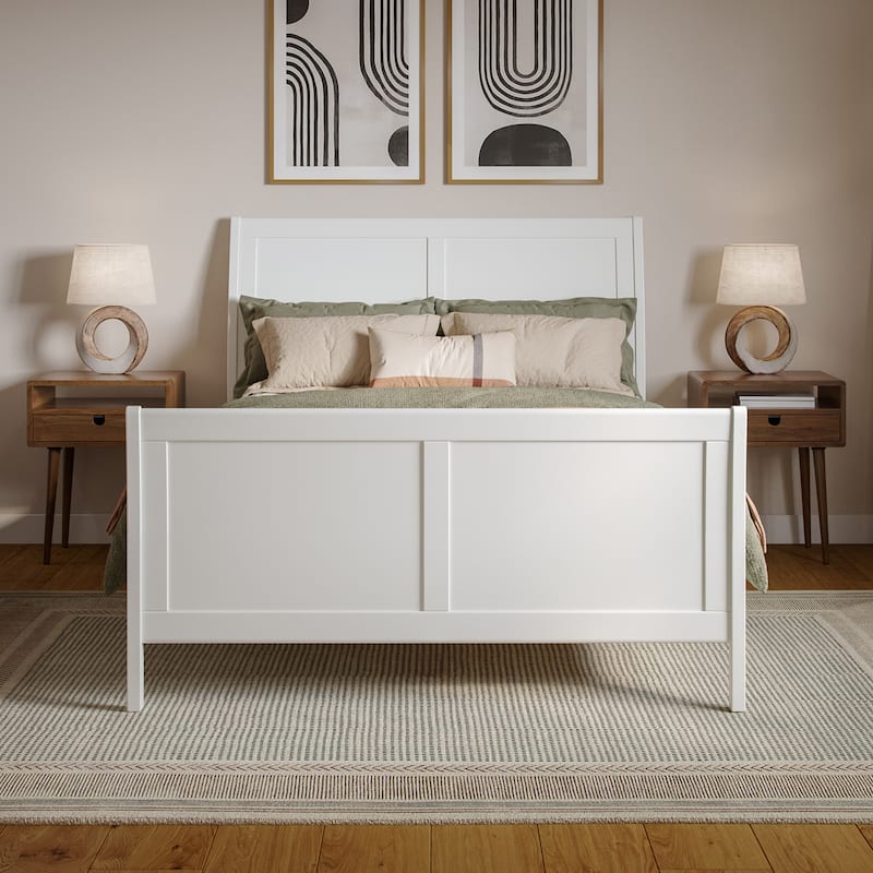 Valencia Solid Wood Low Profile Sleigh Platform Bed with Matching Footboard