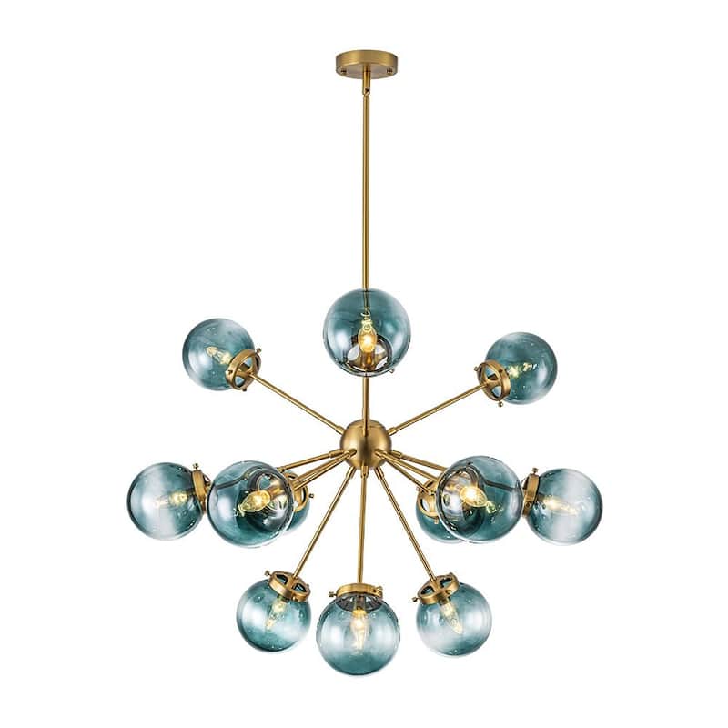 Ornate Glam 12-Light Sputnik Gradient Glass Globe Chandelier - 35.4 in