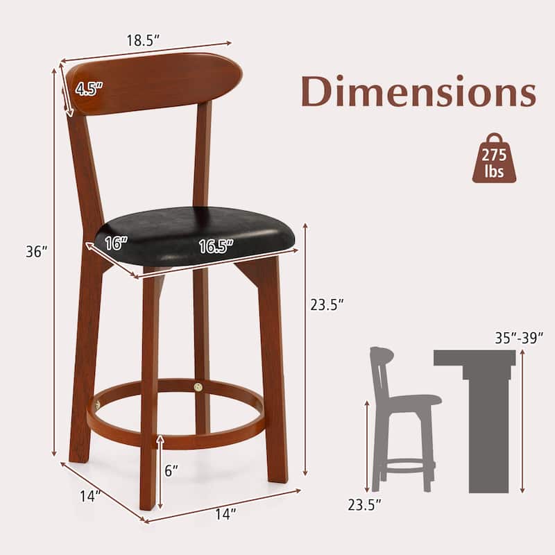 Costway 23.5" Bar Stool Set of 2/4 with Curved Backrest & Footrest - See Details