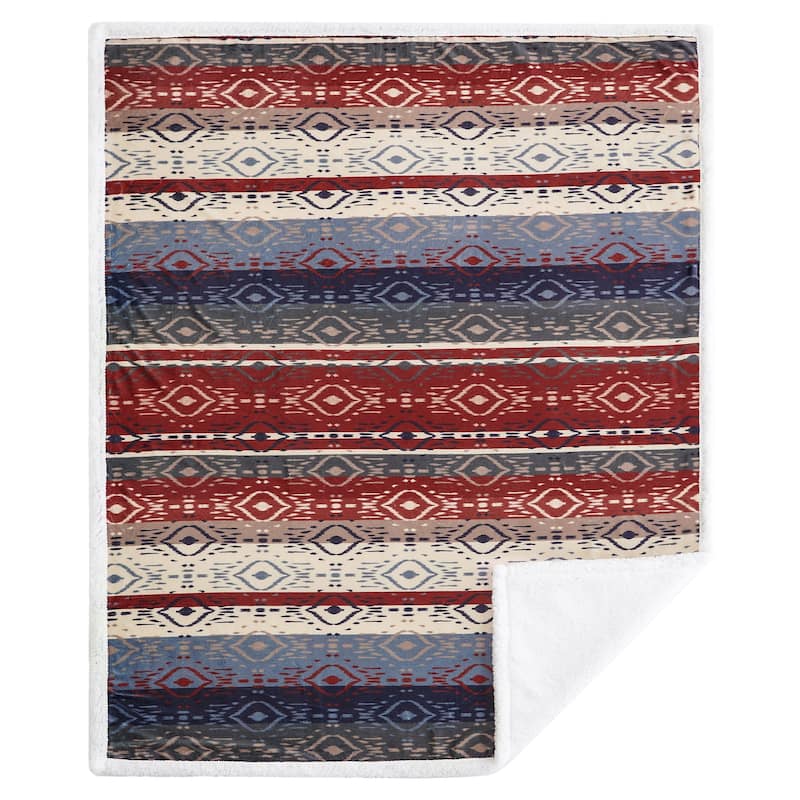Indigo Hill by HiEnd Accents Campfire Sherpa Fleece Throw, 1PC or 3PC