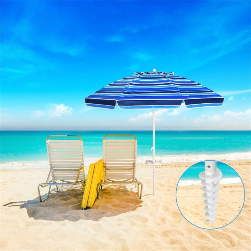 Large 7.2 ft Beach Umbrella with Adjustable Tilt and Sun Protection and Sturdy 8-Rib Frame - 7.2'Dia x 7.2'H