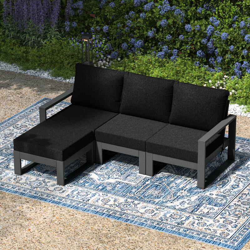 Endless Patio 4-Piece Deep Seating Set with Ottoman with Gray Frame