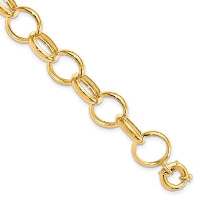 Curata 13mm 14k Yellow Gold Polished Fancy Lobster Closure Gold Bracelet 8 Inch