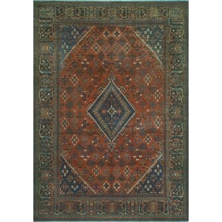 Fine Vintage Distressed Chetwyn Rust/Navy Rug - 7'1