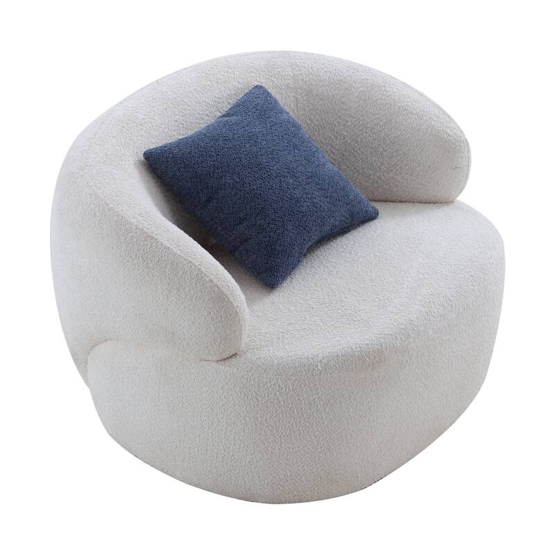 34.6" 360° Swivel Barrel Chair with Solid Wood Frame