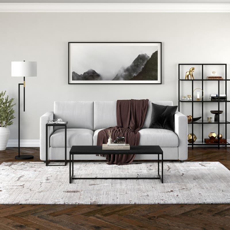 47-Inch Black Coffee Table Sturdy Rectangular Design for Living Room Office - 47” x 21” x 16”