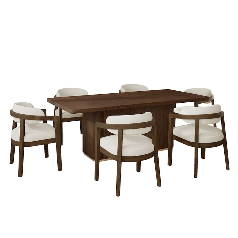 Christopher Knight Home - Valcour Rubber Wood 7 Piece Dining Set With Curved U-shaped Backrest