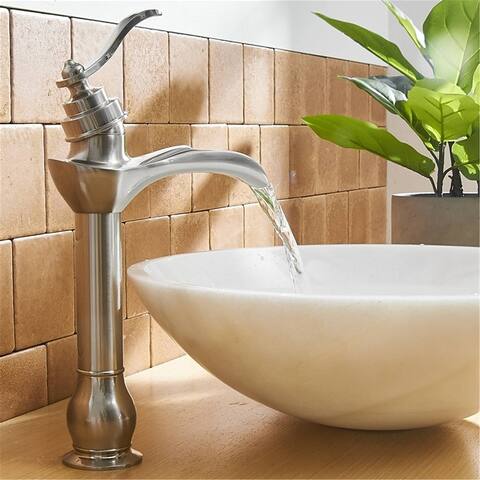 Waterfall Bathroom Vessel Faucet With Drain Assembly Single Handle Bathroom Vessel Sink Faucets One Hole High Taps With Valve