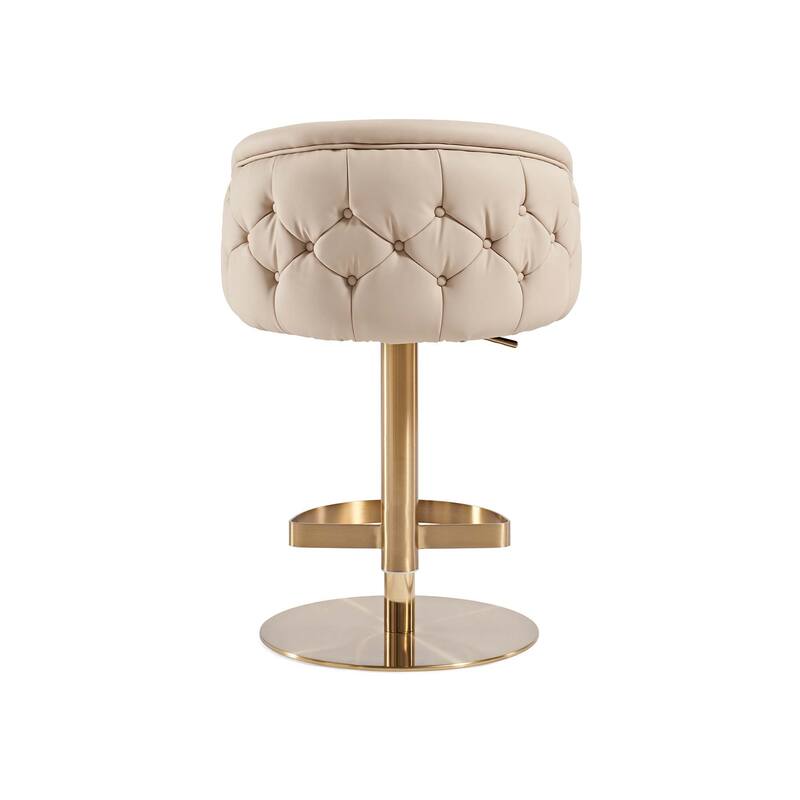 Khaki PU Bar Stool Adjustable Height and Swivel for Kitchens Bars Restaurants and Cafes