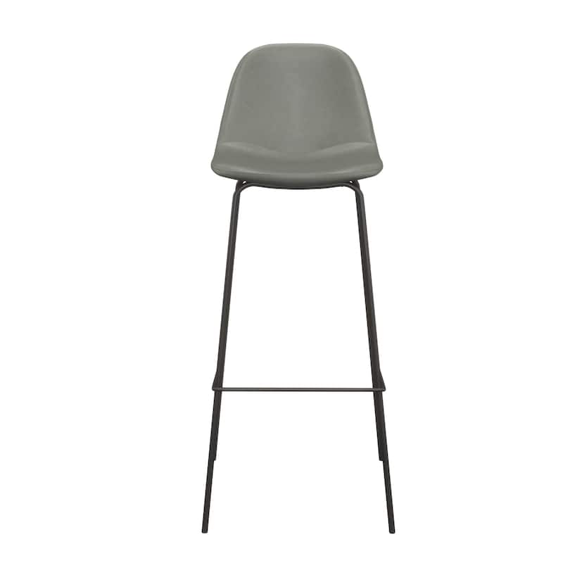 Maxine Vegan Leather Bar Height Stools Black Legs (Set of 2)