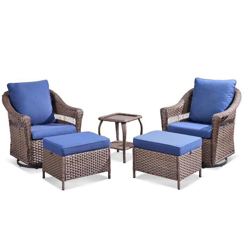 Pocassy Outdoor Swivel Chairs Patio Funiture Set