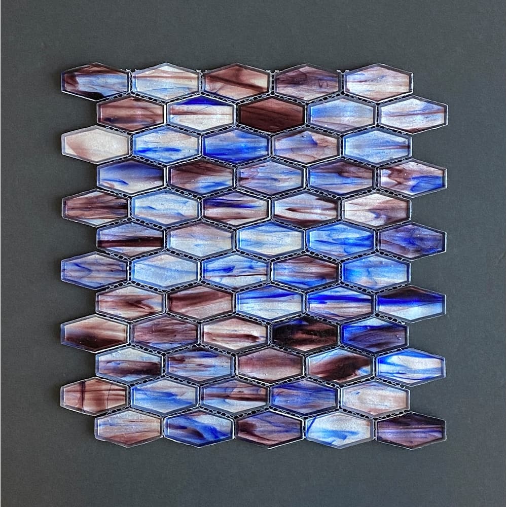Iridescent 1 1/4" x 2" Long Hexagon Glass Tile