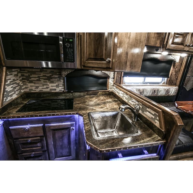 17-in Large Square Hammered Copper Bar/Prep Sink in Nickel (BS17EN)