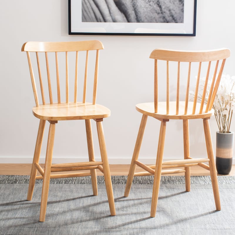 SAFAVIEH Arra 24-inch Spindle Farmhouse Counter Stool (Set of 2) - 19.9" x 20.1" x 43.1" - 20"W x 20"D x 38"H - Natural