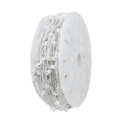 Novelty Lights 1,000 Foot C7 Christmas String Bulk Reel, White Wire, 24" Spacing