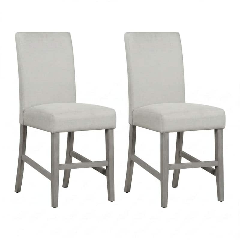Carolina Chair & Table Bar Stool with Grey Upholstery and Brushed Acacia Wood Frame (Set of 2)