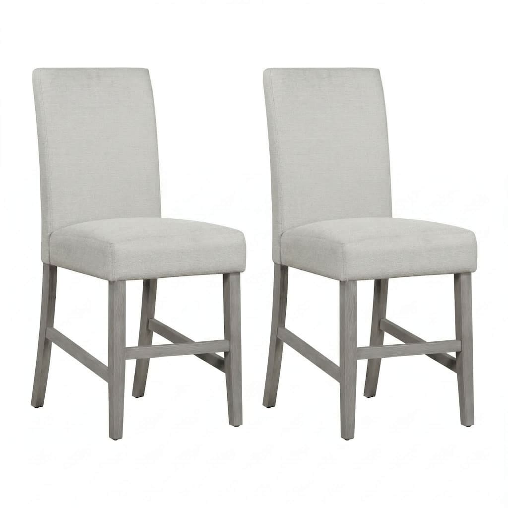 Carolina Chair & Table Bar Stool with Grey Upholstery and Brushed Acacia Wood Frame (Set of 2)