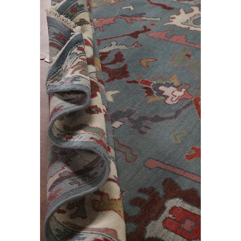 Blue Oushak Indian Area Rug Handmade Living Room Wool Carpet - 7'11"x 10'1"
