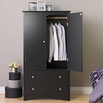 Porch & Den Commerce Black 2-drawer Armoire - 31.5" W x 58.75" H x 22" D