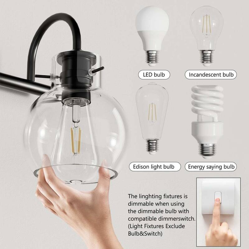 Modern Vanity Light with Clear Glass Globes in 2/3/4 Lights