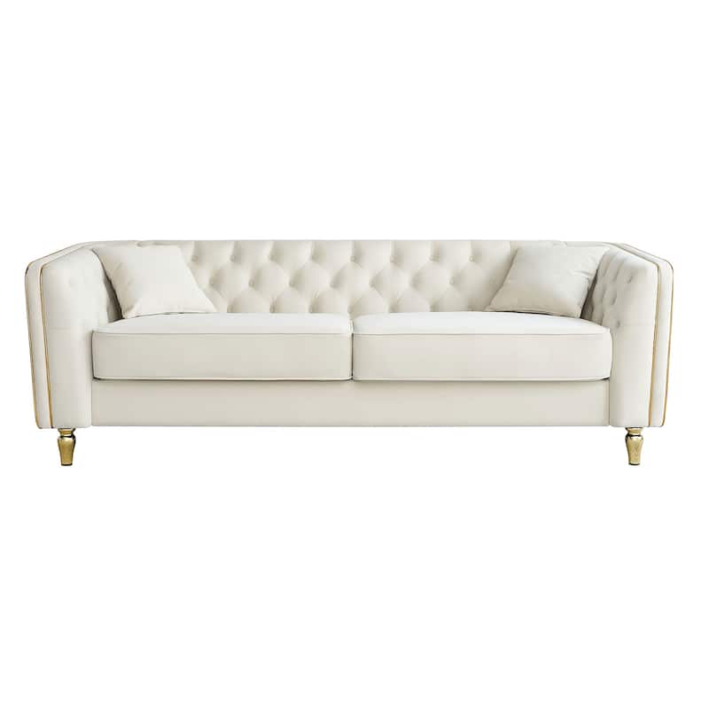 87.01"Modern Tufted Velvet Sofa ,Stylish And Comfortable For Living Room Sofa,Hotel Apartment