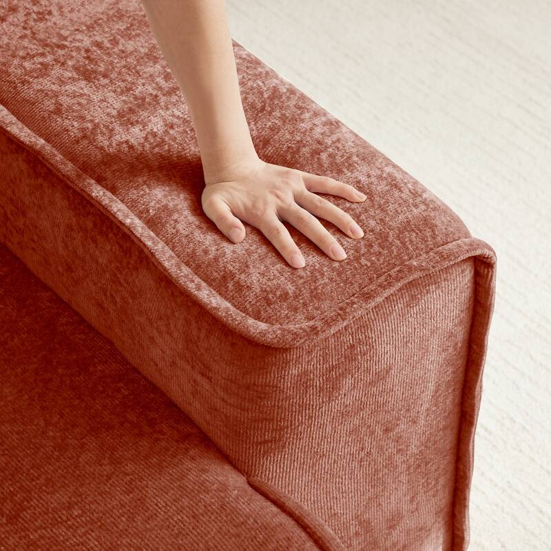 Streamlined Design Modular 2 Seat Boneless Velvet Fabric Sofa - 8' x 10'