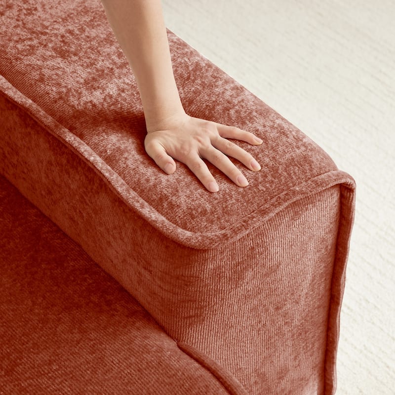 Streamlined Design Modular 3 Seat Boneless Velvet Fabric Sofa - 8' x 10'