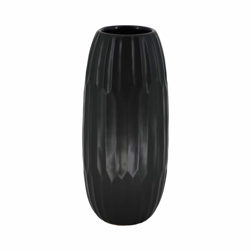 Sagebrook Home Modern Neutral Ceramic Vase - Black - 7" x 7" x 16"