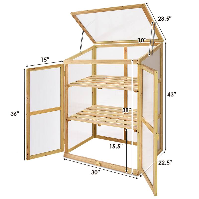 Wooden Garden Portable Greenhouse Raised Plants Protection - 30.0''x22.5''x43.0''