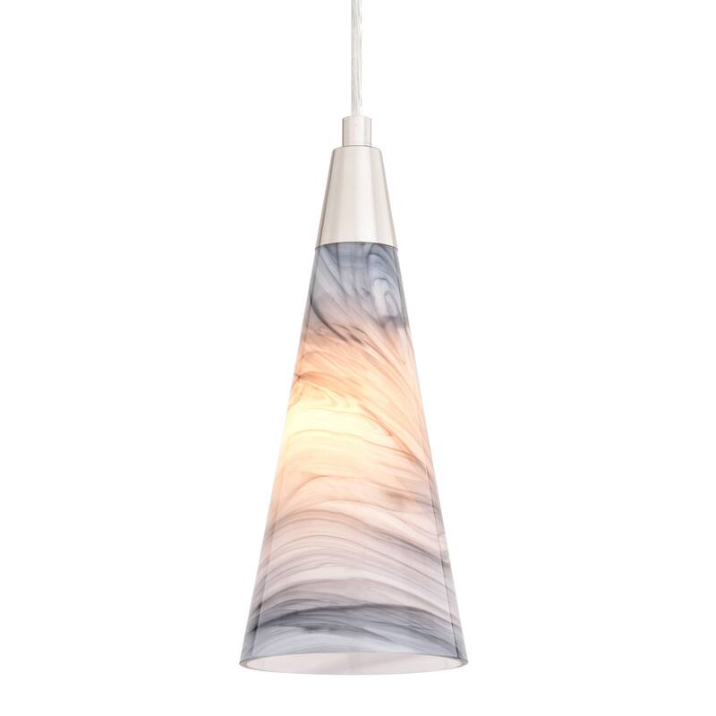 Vaxcel Lighting P0409 Milano 4" Wide Mini Pendant with Marble Glass - Satin Nickel