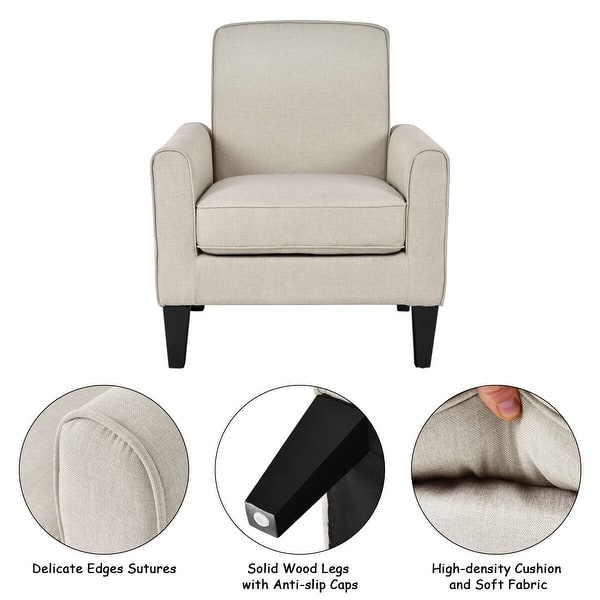 Costway Modern Accent Arm Chair Single Sofa Linen Wooden Leisure Living Room Furniture Overstock 16004211