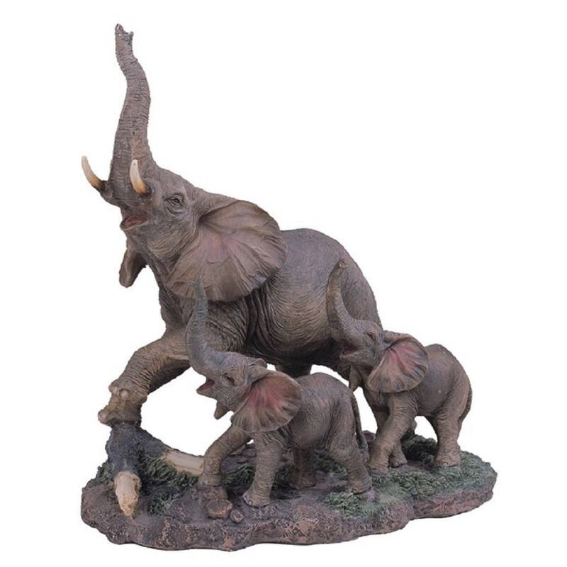 Q-Max 9"H Elephant Family Playing Together Figurine with Trunk Up
