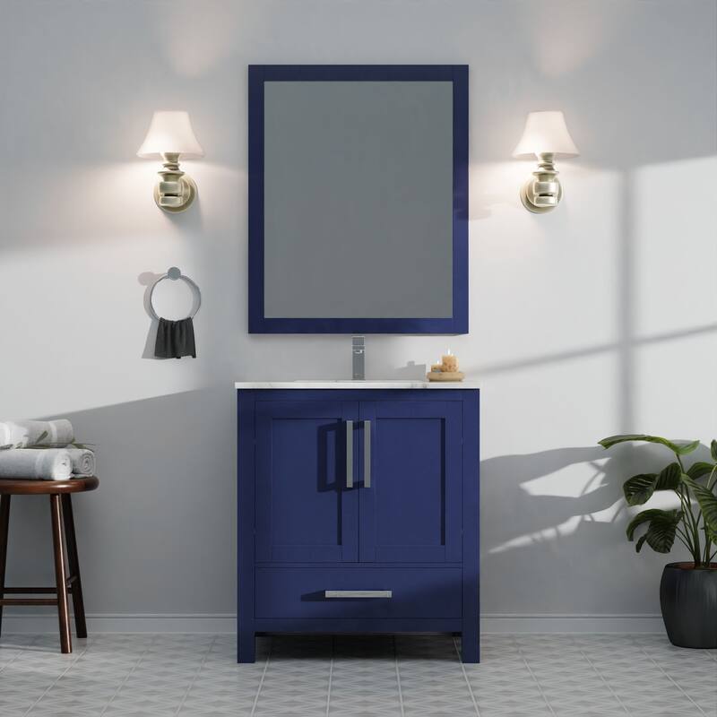 30-inch Bathroom Vanity with Mirror, Spacious Storage Cabinet, and Open Shelf - Fully Assembled for Easy Installation