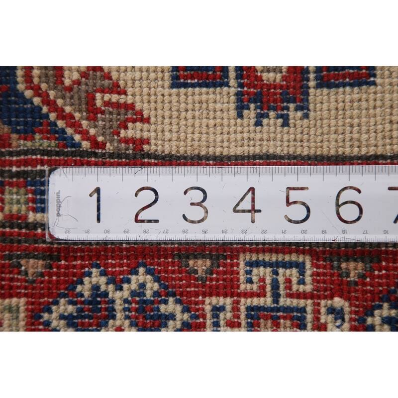 Geometric Kazak Accent Rug Handmade Oriental Wool Carpet - 2'9" x 4'1"