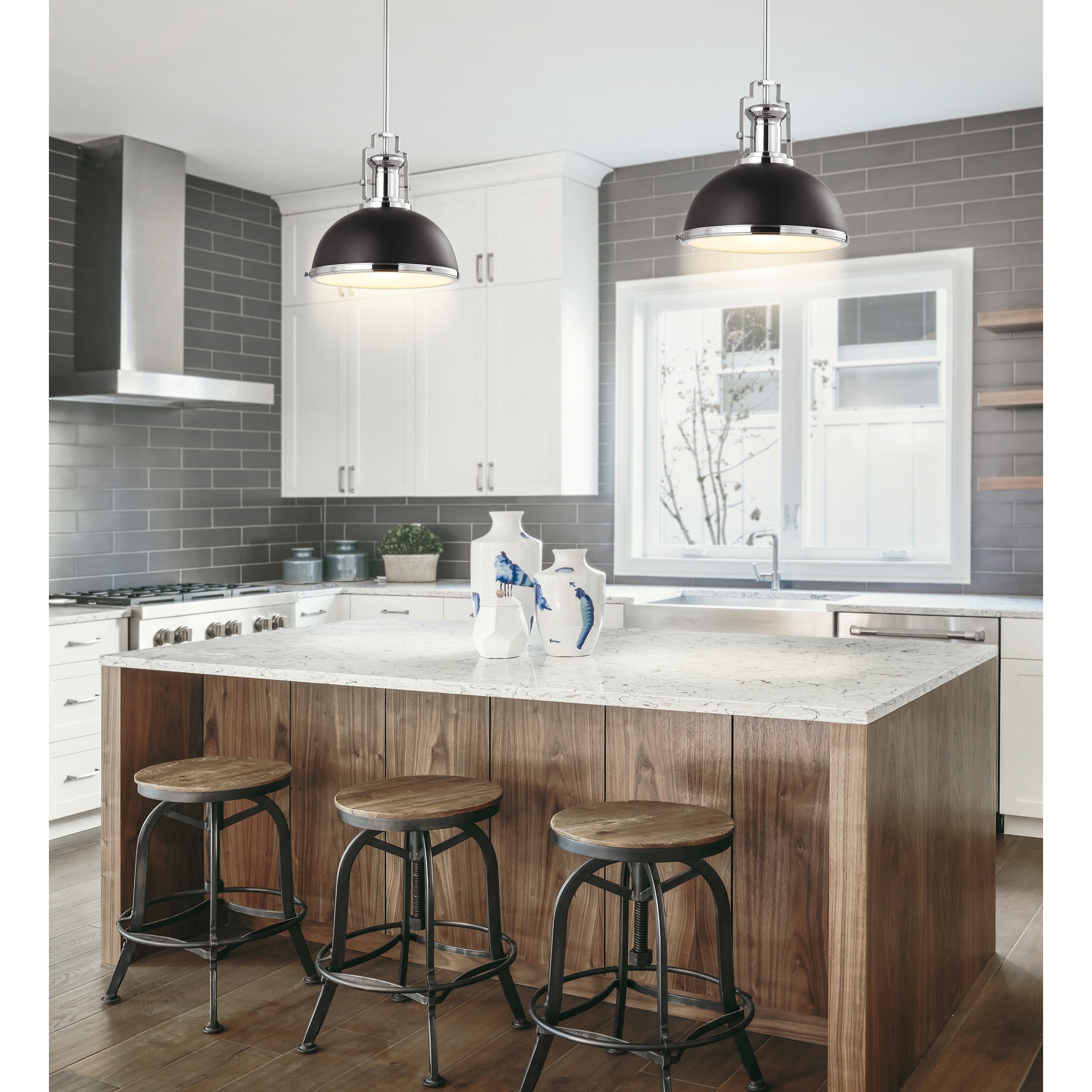 Vintage LED Dome Pendant Light with Adjustable Iron Glass Shade by Deere-image