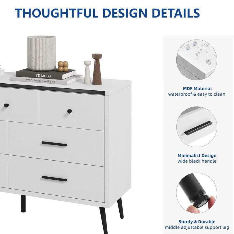 Moasis 47" W 6 Drawers Double Dresser for Bedroom, Chests of drawers