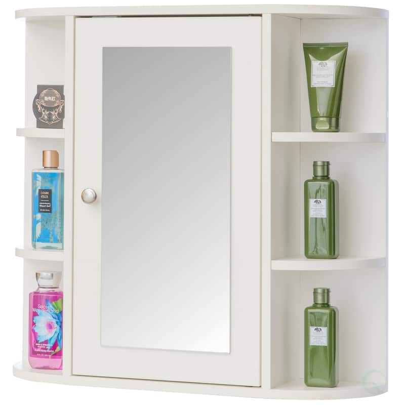 Multifunctional White Medicine Cabinet with 4 Adjustable Inner Shelves and 6 Outer Shelves, Perfect as Bathroom Organizers - Unassembled
