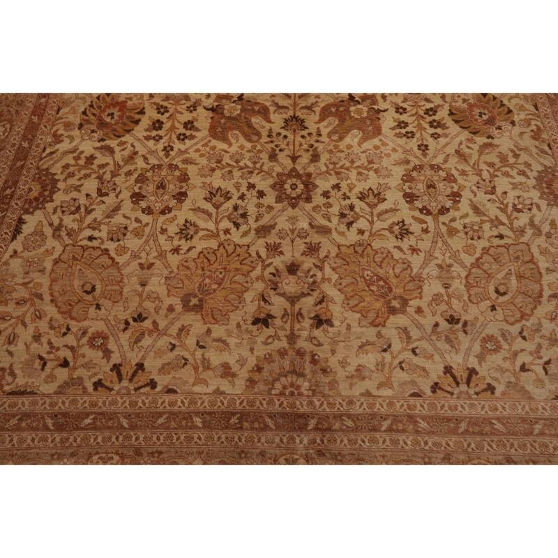 8'9''x11'8'' Traditional 250 KPSI Hand Knotted Beige Wool Area Rug - 8' 9'' x 11' 8''