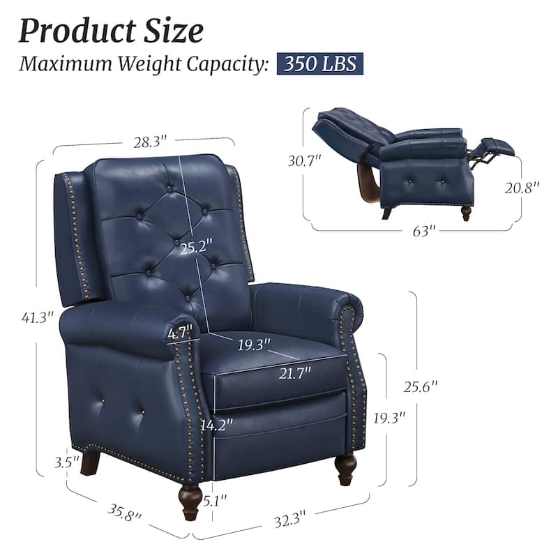 Leather Recliner Chair Accent Chairs for Living Room Set of 2
