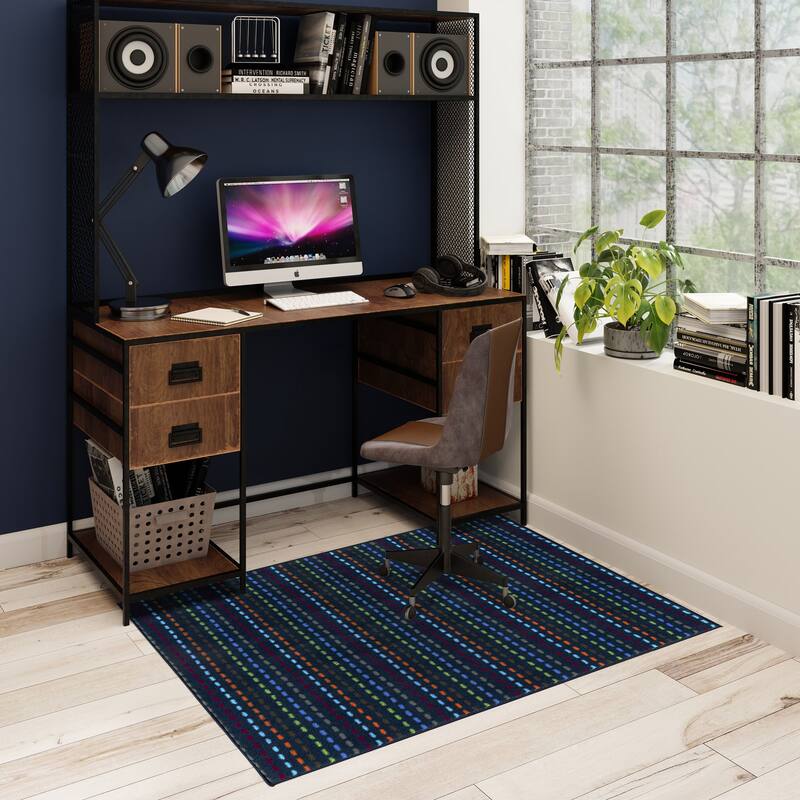 Tweenology Kids Rugs Plush Polyester Non-Slip Area Rugs for Bedrooms and Playrooms in Colorful and Pink Rainbow Designs 40x55