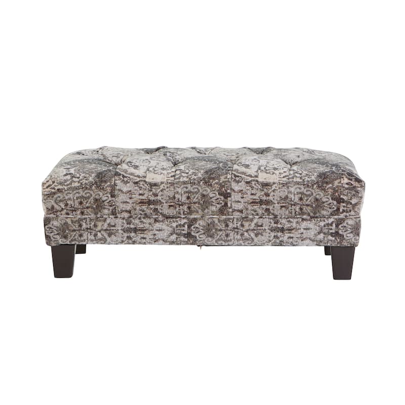 Roundhill Furniture Berliton Fabric Tufted Oversized Ottoman - Turkish Charcoal