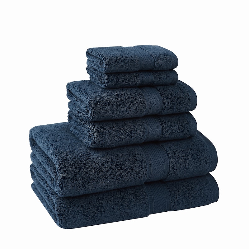Royal Velvet Regal Plush Towel Collection - 6 Piece Towel Set - Dark Blue
