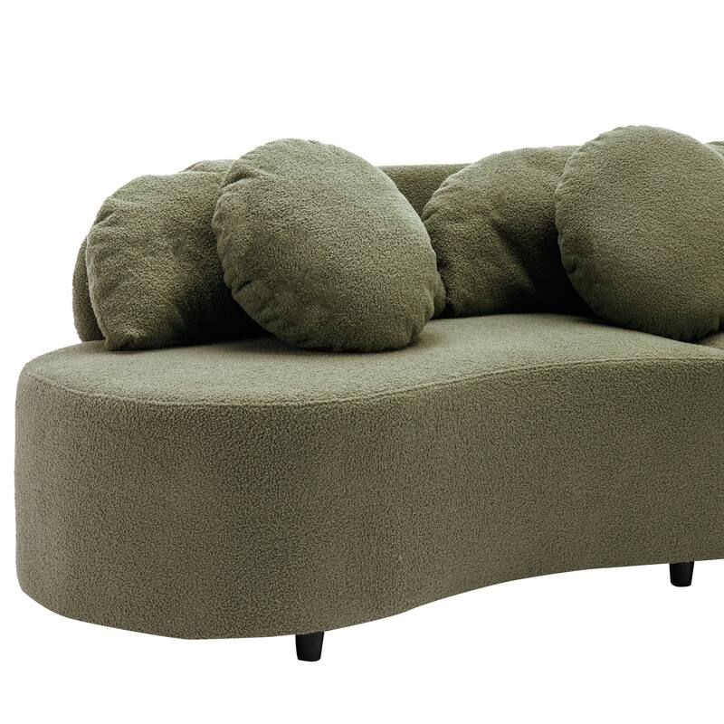 103.5" Lamb Velvet Armless Sectional Sofa with 6 Pillows