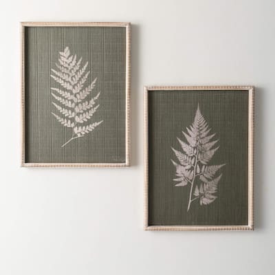 Sullivans 16.5" Stylish Fern Wall Prints Set of 2, Gray