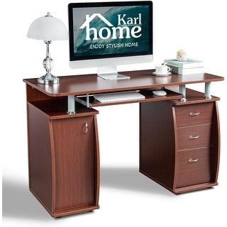 Compact Computer Desk with Drawers & Storage Cabinet, Small Office ...