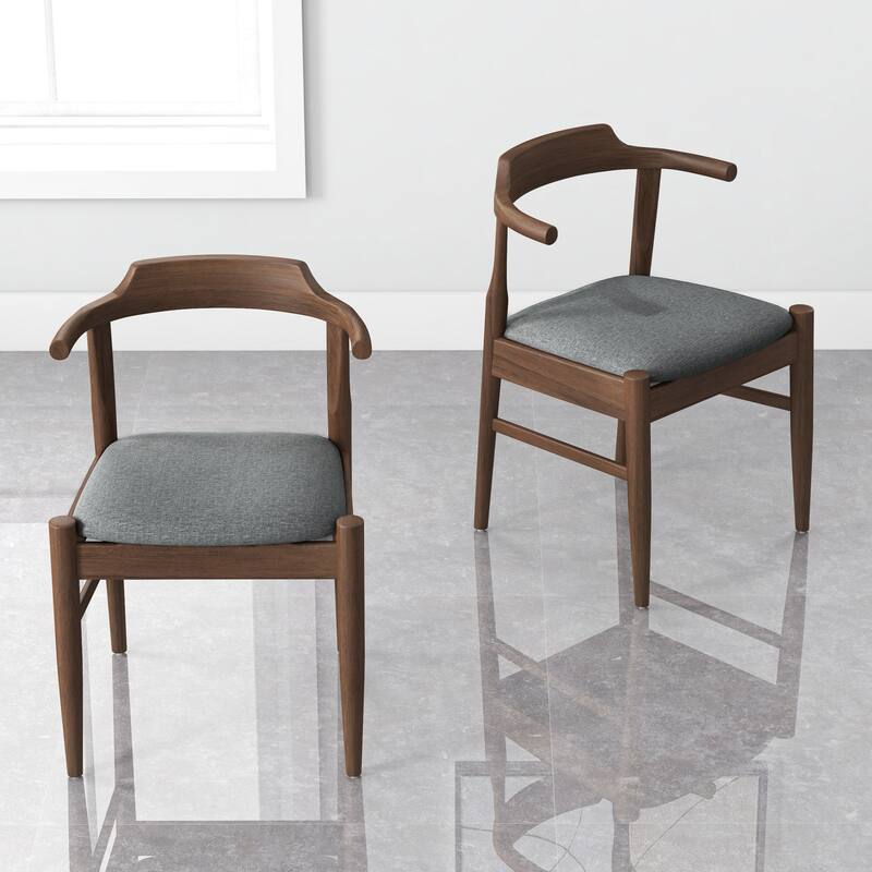 GDFStudio - Daisy Mid-Century Modern Fabric Dining Chair with Solid Wood Frame, Set of 2 - 18.5"W
