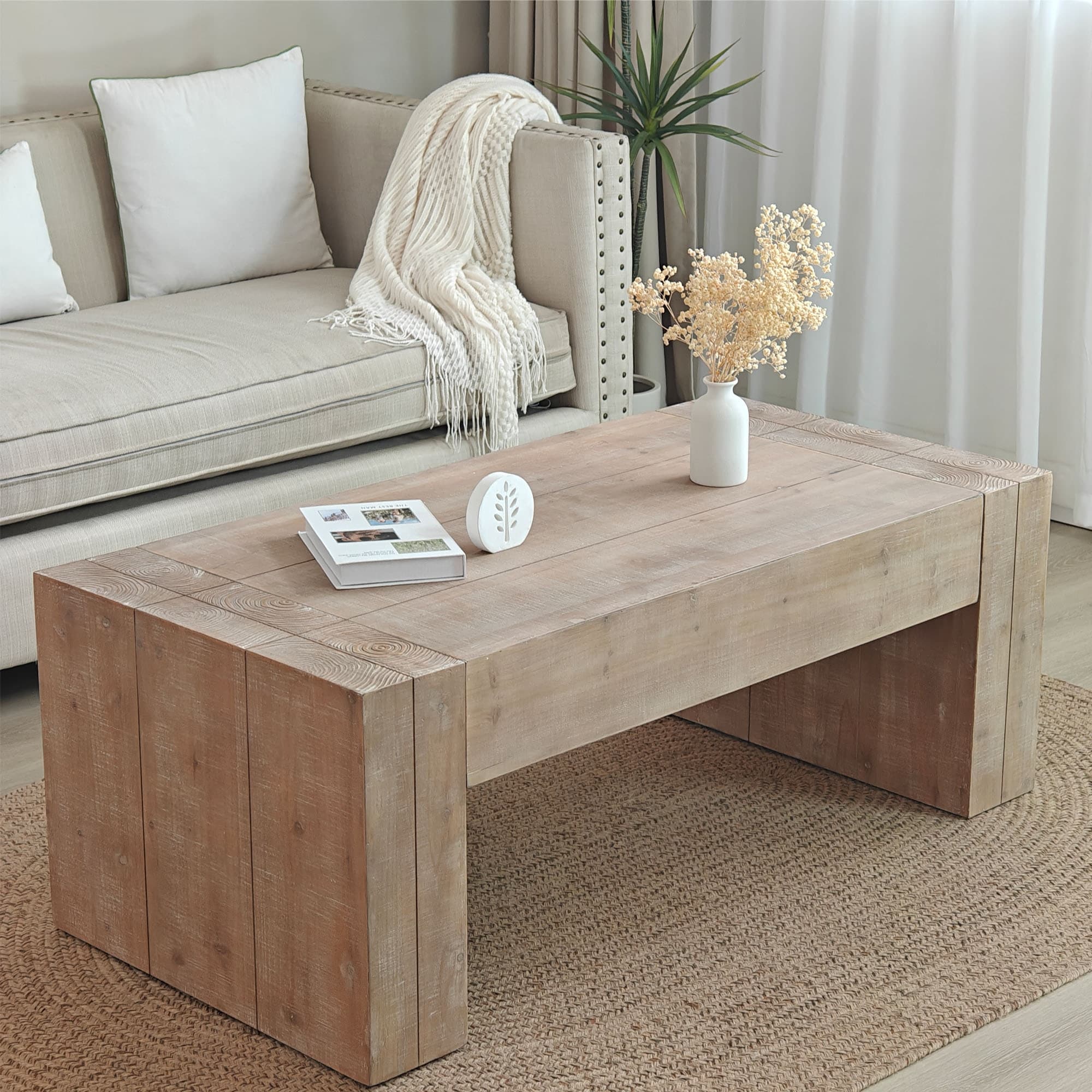 Versatile Natural Wood Tea Table,Rustic Wood Coffee Table